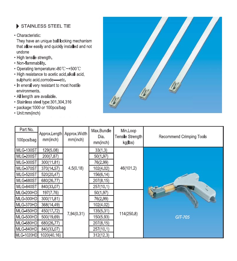 Stainless steel cable ties Stainless steel cable ties